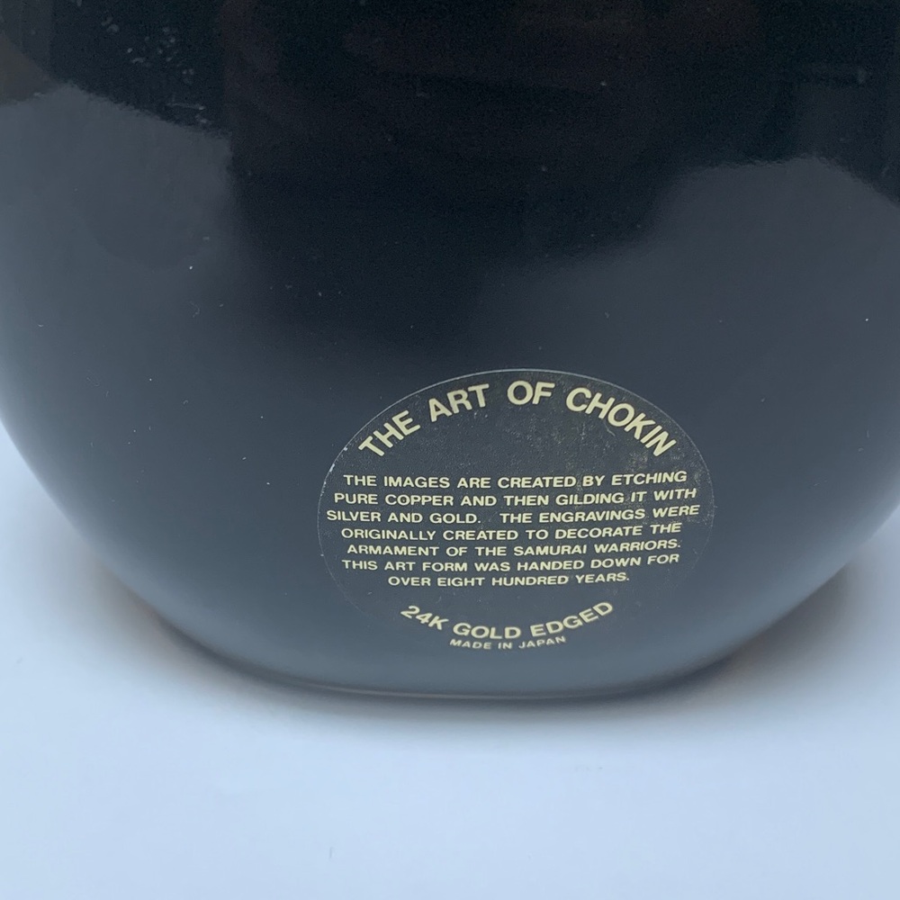 The Art of Chokin.Elegant Black and Gold Vase with Bird Design. 24k Gold Edged. - Picture 2 of 6